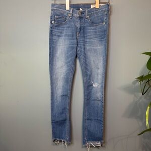 RAG & BONE Distressed Stretch Low Rise Blue Jean Cropped Capri in Sunset Size 26